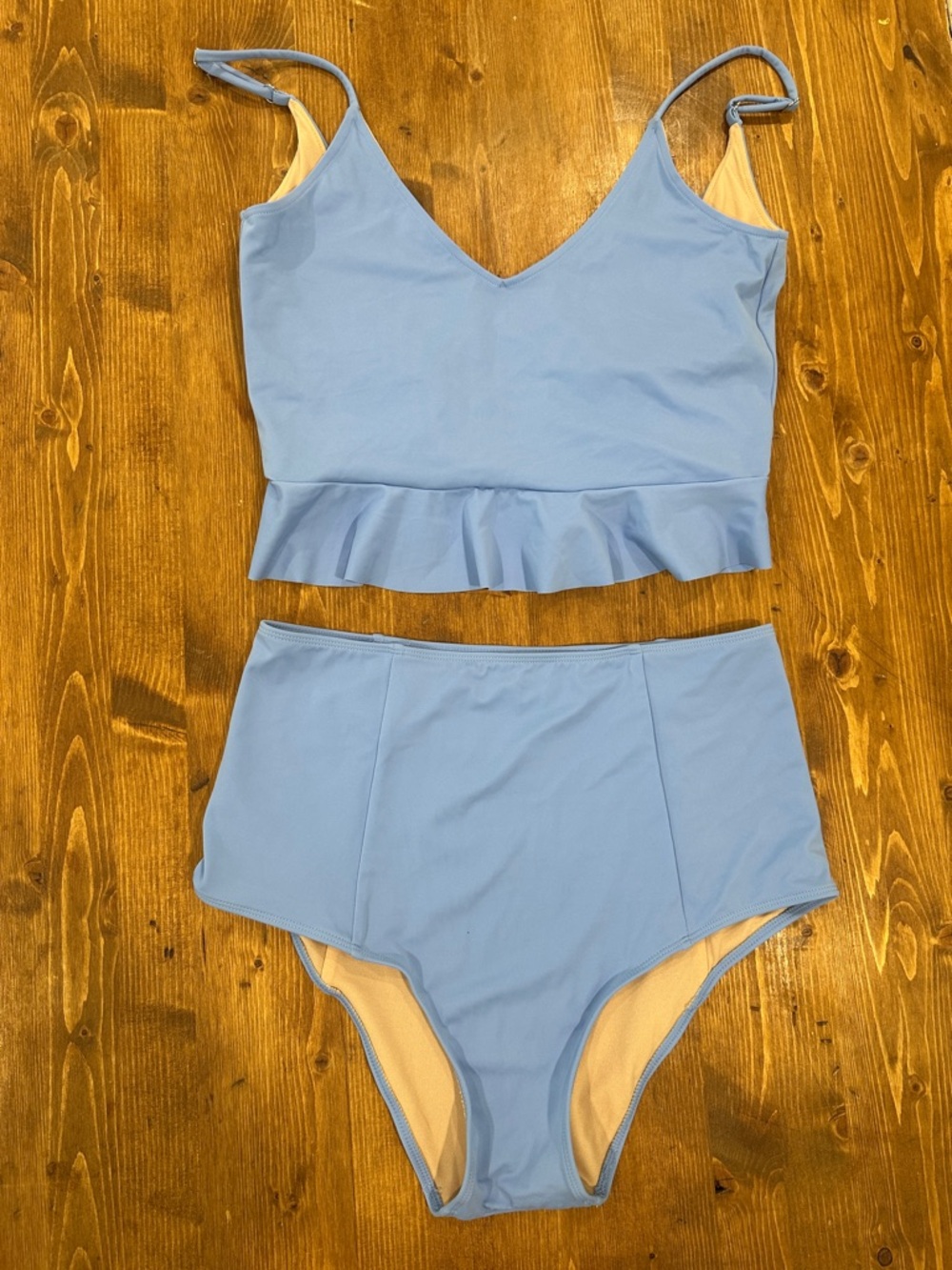 Kortni Jeane Light Blue Ruffled High-Waist Bikini Set